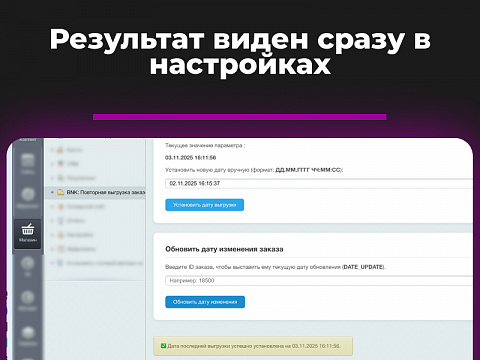 BNK Повторная выгрузка заказов — скриншот